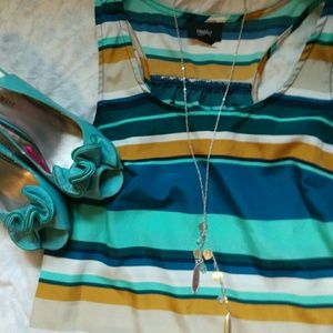 Teal Striped Tank