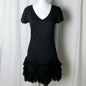 Juicy Black Ruffle Shirt Dress