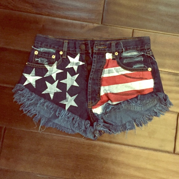 Foreign exchange flag shorts Fourth of July!