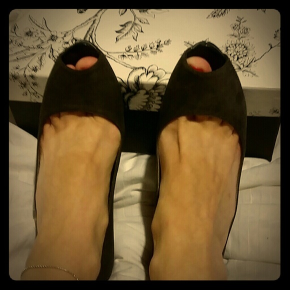 **MAKE OFFER** Suede Peep-toe Platform Heels - Picture 1 of 4
