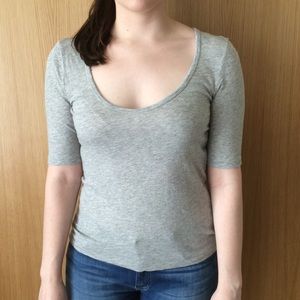 J.Crew Drapey Elbow Sleeve Tee in Gray