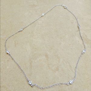 Sterling Silver 925 Bezel CZ Necklace 18 inches