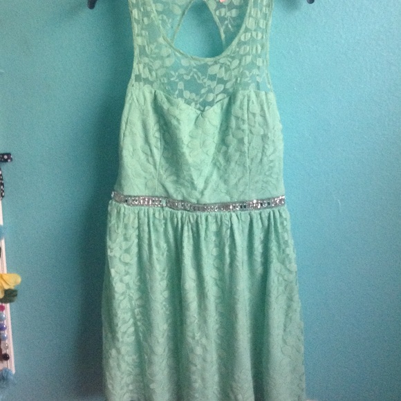 Teal lace dress