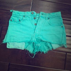 vintage dyed turquoise cutoff shorts!