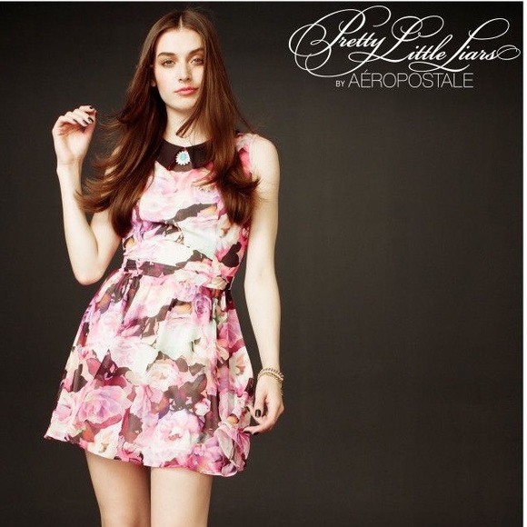 Pink floral chiffon dress SOLD - Picture 1 of 4