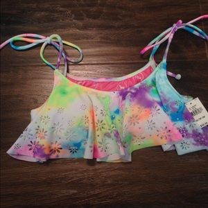 Victoria secret crochet tie dye Pink Swim Top XS