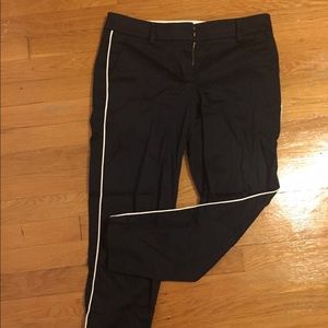 Navy tuxedo stripe skimmers, J Crew, size 4