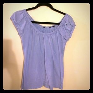 Baby blue boat neck cotton top