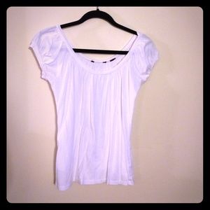 White cotton boat neck top