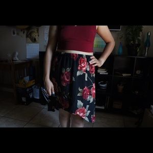 Rose Print High-low skirt