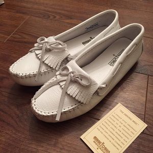 White Minnetonka Moccasins