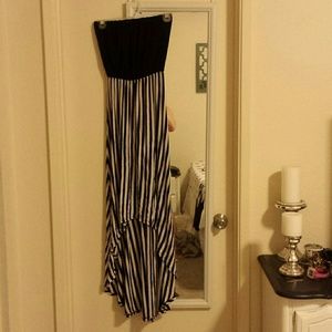 Tube hi/low striped dress