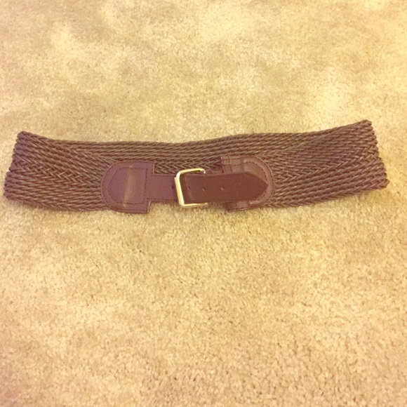 Dark Brown woven belt with silver hardware - Picture 1 of 1
