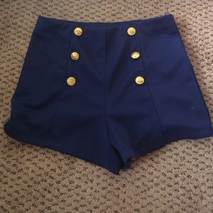 Navy High Waisted Shorts