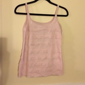 Pastel pink flat layered ruffle tank top
