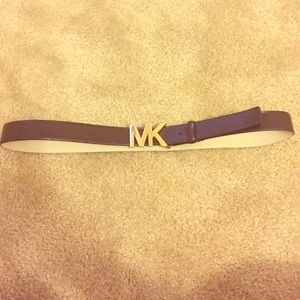 MICHAEL KORS brown belt with gold MK hardware