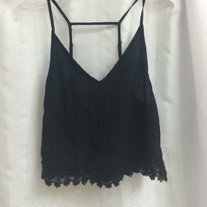 LF OPEN BACK TOP WITH LACE TRIM