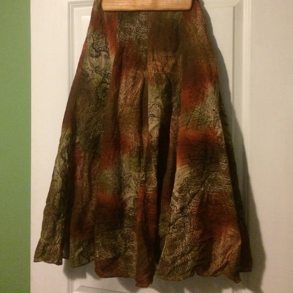 Brown paisley maxi skirt