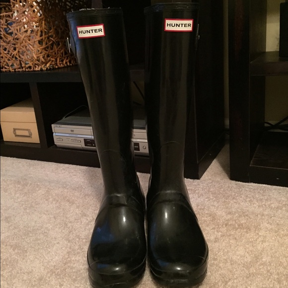 Hunter Boots - Glossy Black- Size 10