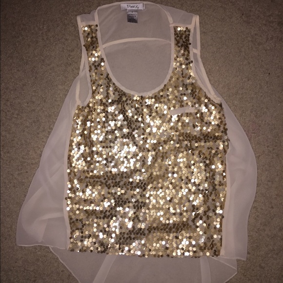 Sequin gold tank top