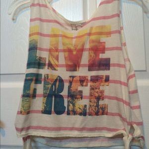 "Live free" tank top w/ ties