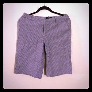 Gray and white pin stripe Bermuda shorts