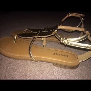 Gold Nine West Sandals