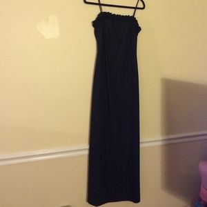 Black sheath formal dress with rose neckline