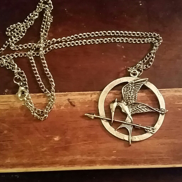 Silver plated Mockingjay pendant 24 in. chain
