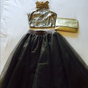 Cropped top and tulle skirt