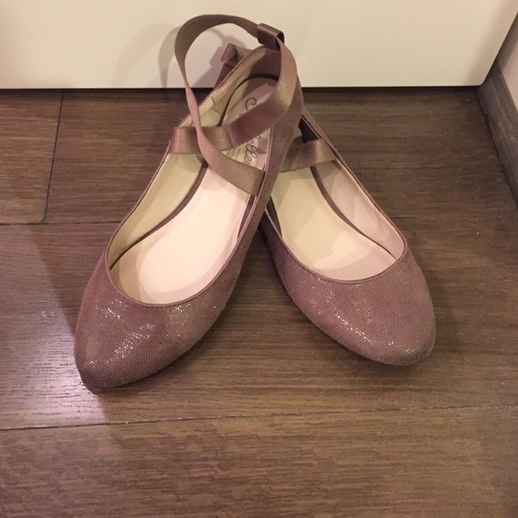 Taupe Ribbon Strap Ballet Flats