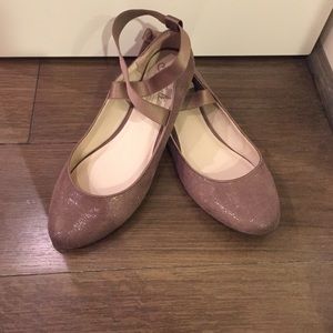 Taupe Ribbon Strap Ballet Flats