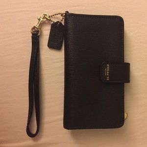 Black Saffiano Coach phone wallet