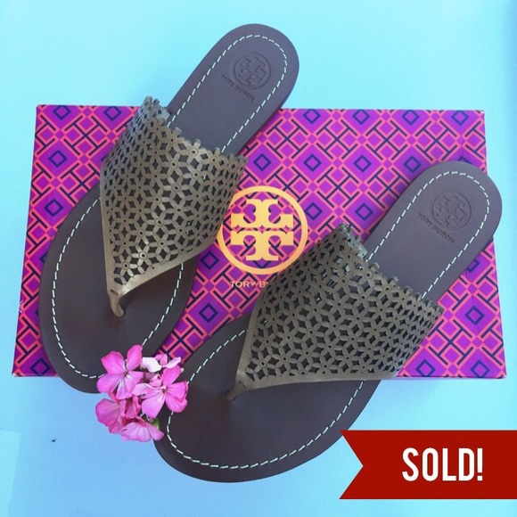 Tory Burch Shoes - {Tory Burch} Floral Perforated Flat Sandals