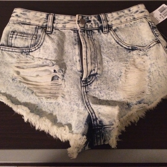 Acid Wash High Waisted Shorts