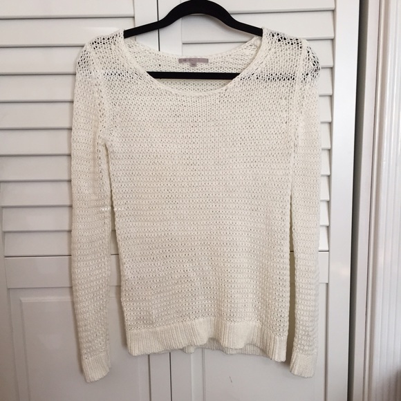 White crochet knit sweater