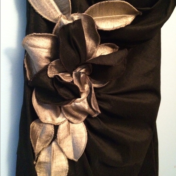 Black and gold strapless dress