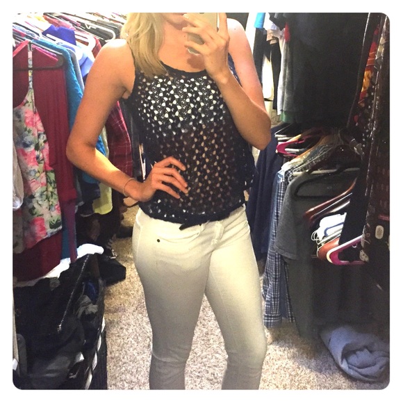 MiMi Chica Crochet Eyelet Top