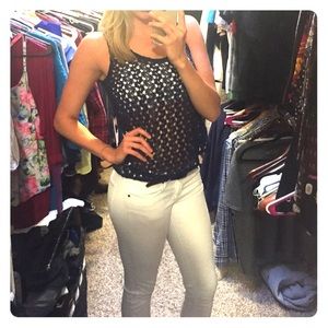 MiMi Chica Crochet Eyelet Top