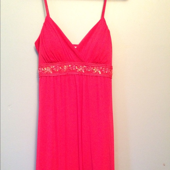 Spaghetti strap hot pink dress