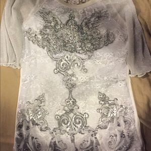 Angels and diamonds shirt lace on front and back