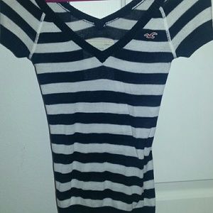 Hollister Navy Blue and white striped thin sweater