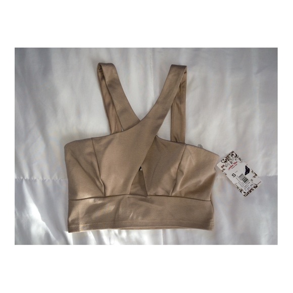 🔥Taupe Criss Cross CropTop (Underboob Cleavage)🔥