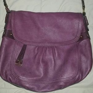Fossil leather purple slouch purse