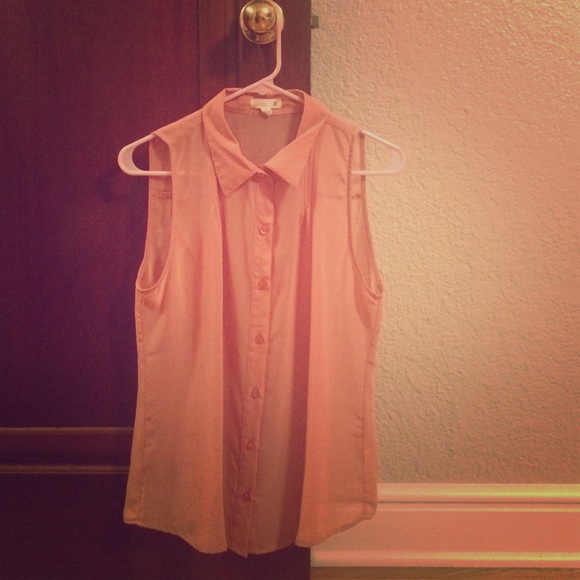 Sheer, flowing, peach button-up tank top
