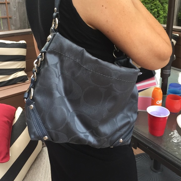 Coach purse sateen grey/slate