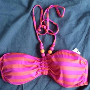 Pink/orange bikini top with beads