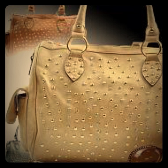 Dual End Pockets Studded & Stoned Bag