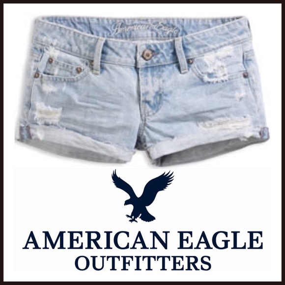 American Eagle Lt denim ripped short shorts