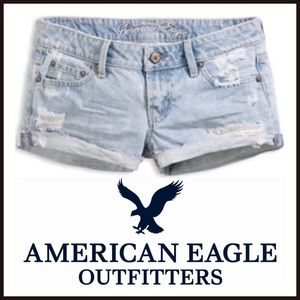 American Eagle Lt denim ripped short shorts
